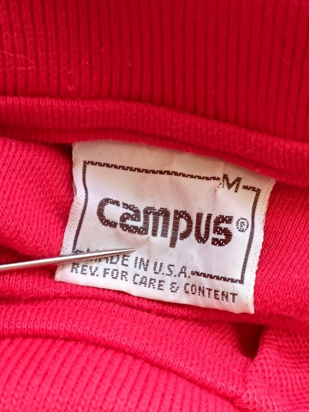 True Vintage Polo Shirt Medium Single Stitch 1980's Campus Red MADE IN USA Med